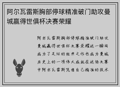 阿尔瓦雷斯胸部停球精准破门助攻曼城赢得世俱杯决赛荣耀 阿尔瓦雷斯胸部停球精准破门助攻曼城赢得世俱杯决赛荣耀